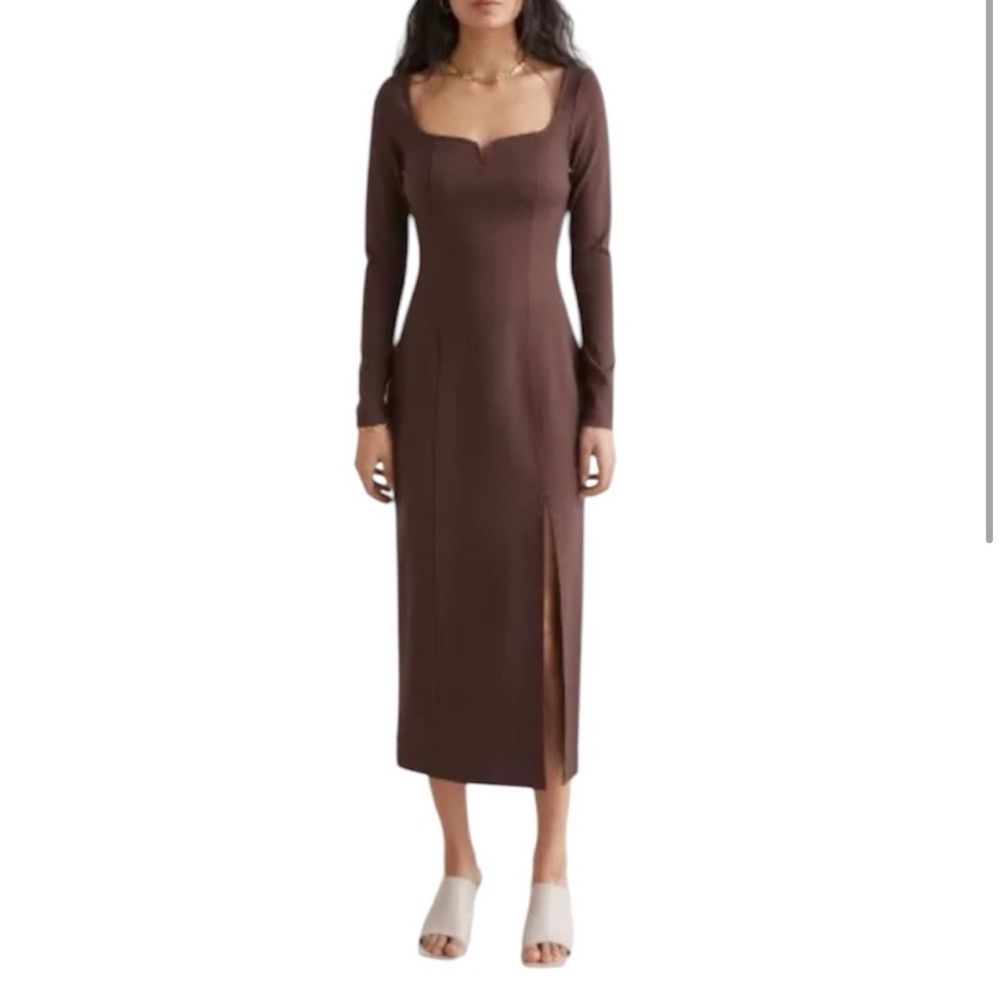 & Other Stories: Fitted Sweetheart Neck Midi Dress
